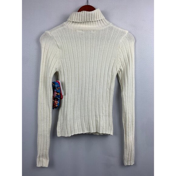 Energie Womens White Ribbed Turtleneck Sweater Size M Acrylic/Rayon/Spandex - Picture 5 of 5